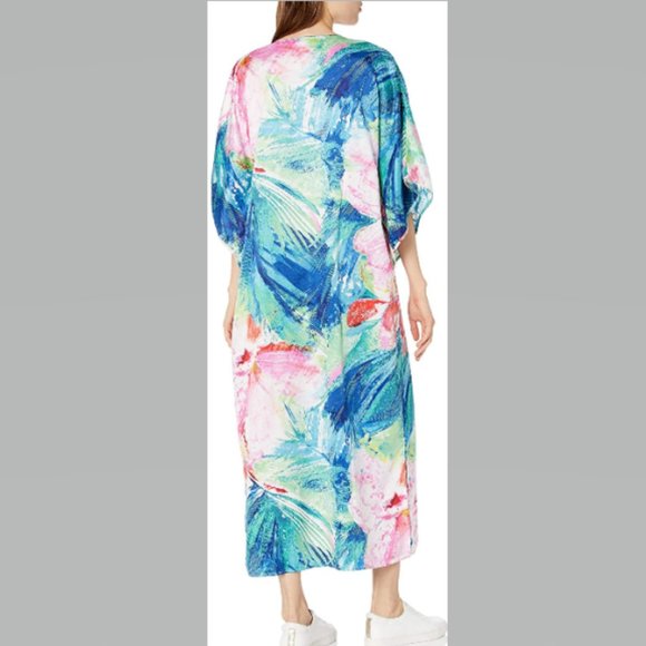Natori Private Luxuries Paradise Palms Caftan Size L Tropical NWT - Picture 9 of 10